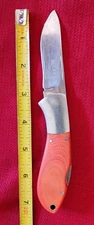 Rare folding CRKT Kommer 2 Shot 7841 orange handle pocket knife, good cond