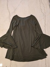 Altar'd State Boho Flare Sleeve Minimal Mini Dress Swing Tunic Olive Size Small