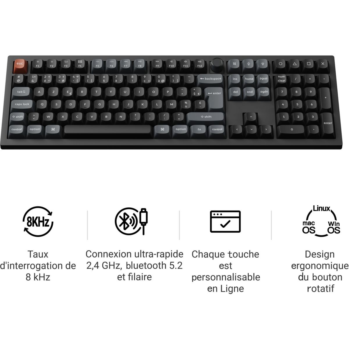 Keychron V6 Ultra 8K clavier swappable mécanique à haute réactivité