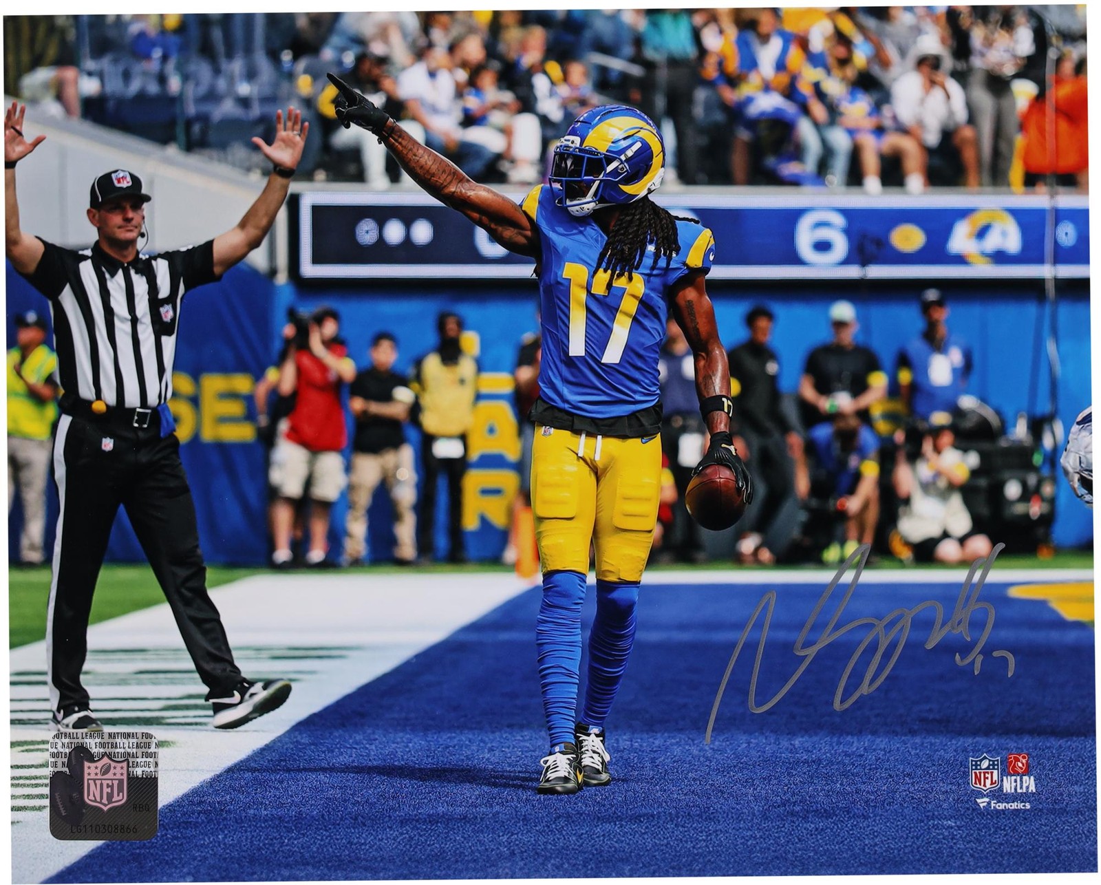 Davante Adams Autographed Signed Los Angeles Rams "8 x 10" Touchdown Celebration Photo 