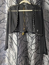 Zeva schwarzer Bolero kurz Abendkleid Jacke Perlenstickerei Steine vorne offen Gr. M