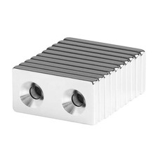 1 x 1/2 x 1/8 Inch Neodymium Rare Earth Countersunk Block Magnets N42 10 Pack