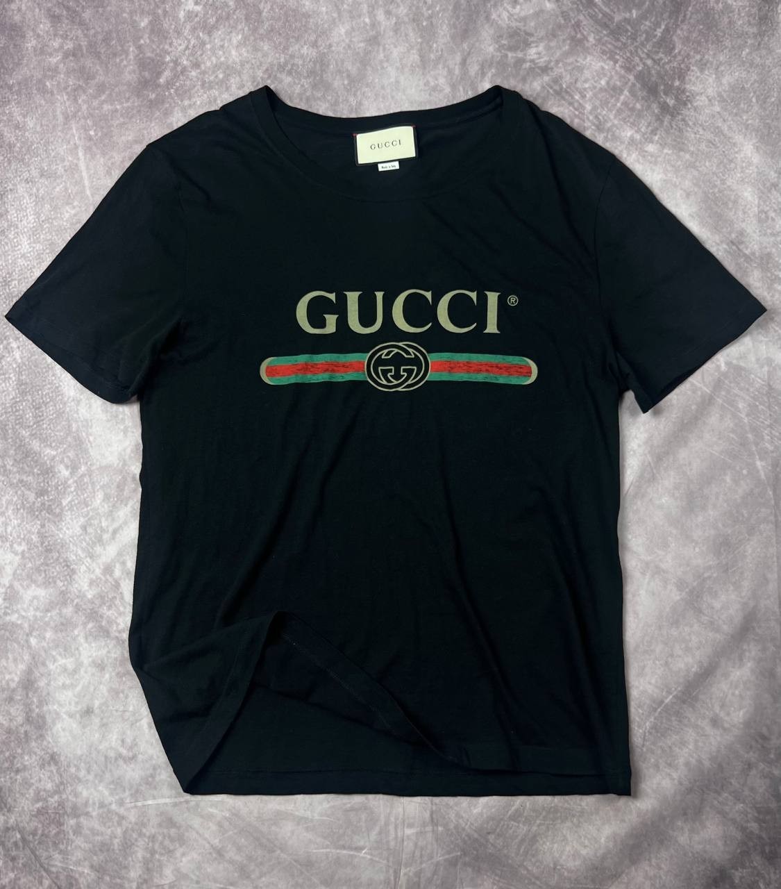 Gucci Vintage Distressed Black Oversized Cotton T-Shirt Mens Size M