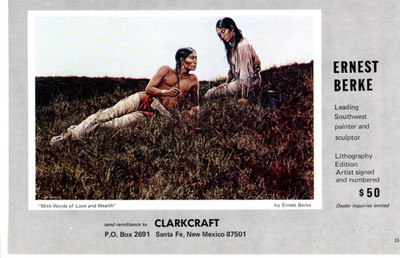 1975 ERNEST BERKE ART EXHIBIT AD WITH WORDS LOVE WEALTH NEW MEXICO GALLERY AD