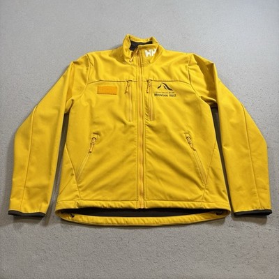 Helly Hansen Softshell Jacket Mens Medium Yellow Grand Targhee Resort Mock Neck
