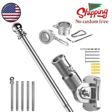 Premium Flag Pole Kit - T304 Stainless Steel 180°Adjustable Flag Bracket, 6 Ft