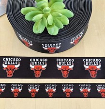 7/8  1.5" 1 YD Chicago Bulls Grosgrain Ribbon Basketball Ribbon