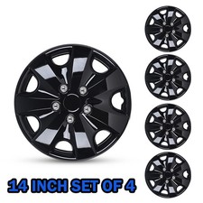14 Wheel Covers Snap On Full Black Hub Caps Trim Rings Fit R14 Tire Steel Rim 14 Wheel Covers Snap On Full Black Hub Caps Trim Rings Fit R14 Tire Steel Rim