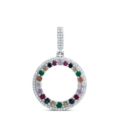 0,69 ctw natürlicher Diamant Multi Diamant offener Kreis Anhänger 10k Weißgold