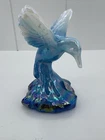 Fenton Blue and White Opalescent Iridescent Hummingbird Figurine