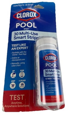 1 Pkg of 30 Clorox POOL & SPA Multi-Use Smart TEST STRIPS Chlorine pH Alkalinity