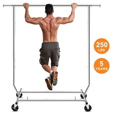 250lbs Heavy Duty Commercial Clothing Garment Rack Rolling Collapsible Chrome US