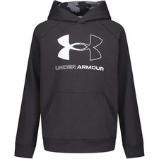 Under Armour Boys LARGE Armour Fleece Big Logo Hoodie, Black / White