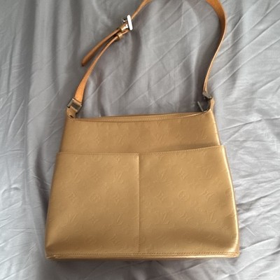Louis Vuitton Beige Monogram Shoulder Bag, Zip Closure, Silver Hardware, Pockets
