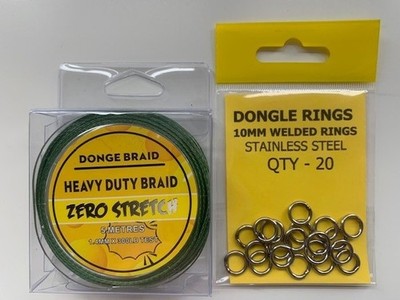 DINGLE DANGLE / DONGLE GEFLECHT - 5 Meter 300 Pfund - 1,4 mm Durchmesser & 10mm RINGE x 20