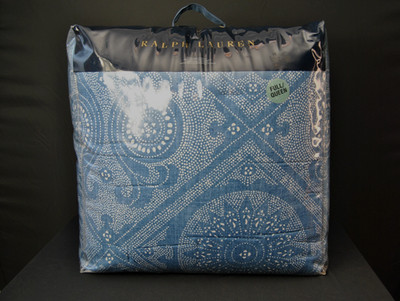 NWT VTG Ralph Lauren Full Queen Comforter Isla Belize Dot Blue White 40526K