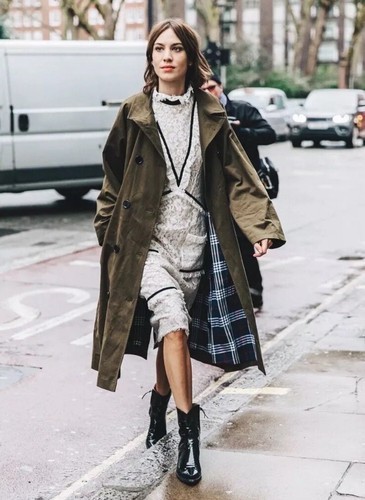 ✨ M&S Alexa Chung Frances Khaki Green Trench Coat Belted Rare 2016 UK 14 EU 42