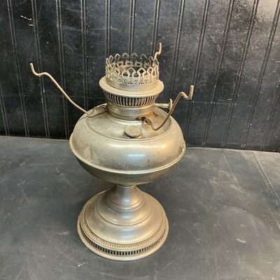 Antique 1905 RAYO Center Draft Kerosene Oil Lamp Nickel-Plated Base? 12'' tall
