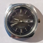 Vintage 1976 Timex Viscount 47952 03376 Day Date Automatic Watch Brown Dial