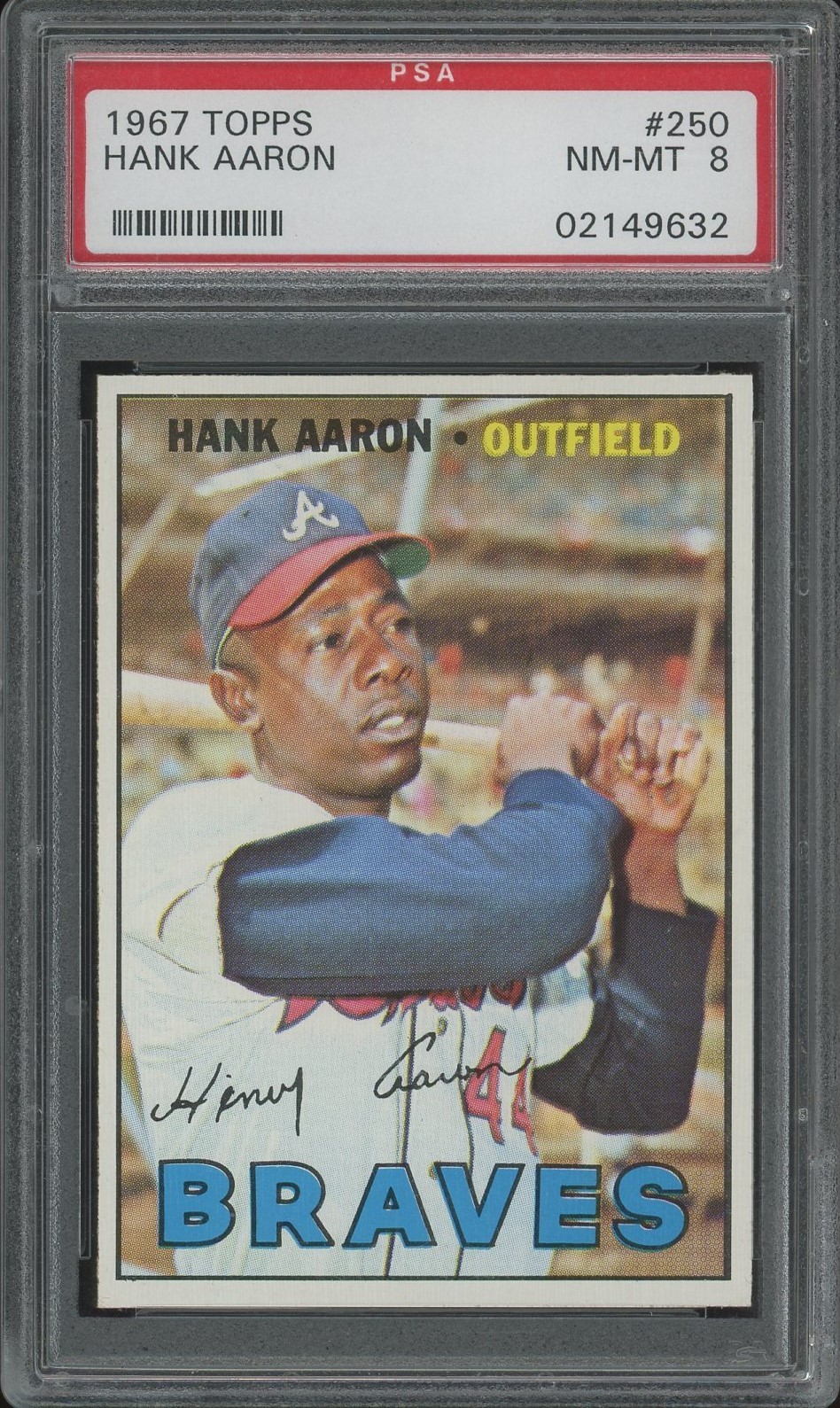 HANK AARON 1967 Topps #250 PSA 8 NM-MT *Centered High-End*
