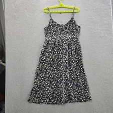 Old Navy Women Dress L Black Floral Sundress Cottagecore Smocked Grunge Goth