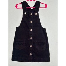 Gap Denim Black Corduroy With Silver Buttons Jumper Dress Size XS or Kids 4-5