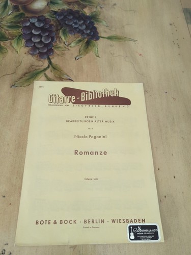Nicolo Paganini Romanze For Classical Guitar Rare Sheet Music