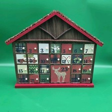 Wooden Christmas Advent Calendar House 25 Drawer Rustic Cabin Holiday Countdown