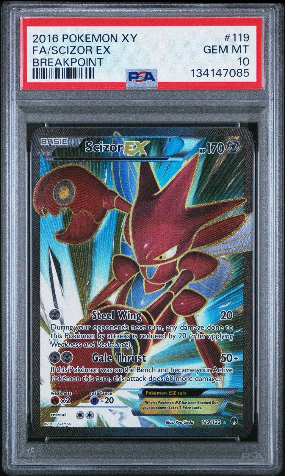 2016 Pokemon XY Breakpoint Full Art Scizor EX 119/122 #119 PSA 10 NEW CERT