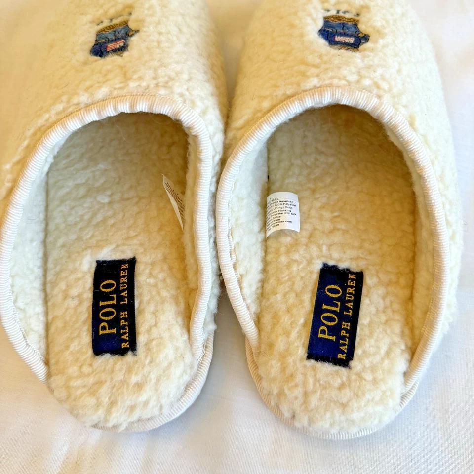 Polo Ralph Lauren Mujer Kayleigh Oso Rasguño Mula Zapatilla Crema Sherpa Vellón 7 Foto 4 de 4