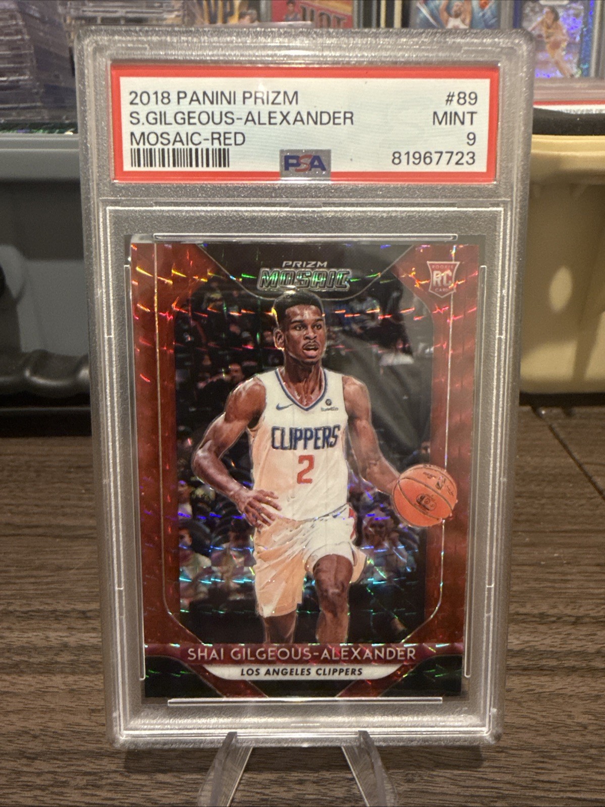 2018-19 Panini Prizm SHAI GILGEOUS-ALEXANDER Red Mosaic Rookie #89 PSA 9