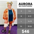 LuLaRoe Aurora Bell Sleeve Kimono L Blue Cream Beige Geo Print — photo 5