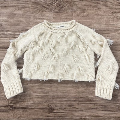 Apiece Apart Luluc Alpaca Blend Fringe Crew Sweater Grey Women s XS