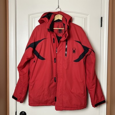 Spyder Ski Jacket Large Mens Black Red Thinsulate Coat Spylon Size L 10,000mm