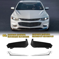 Chrome Front Bumper Fog Light Lamp Cover Trim Set for Chevrolet Malibu 2016-2018