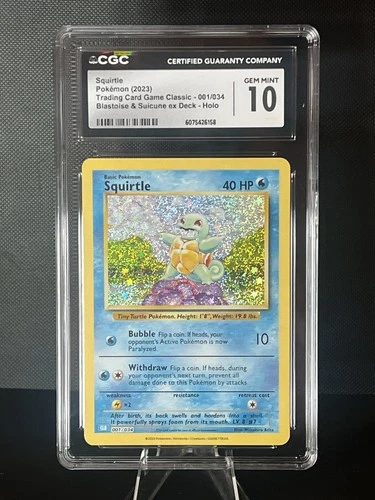 CGC 10 Gem Mint Squirtle Holo Foil 001/032 Blastoise & Suicune ex Deck Pokemon