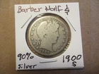 Barber Half Dollar,  1900-S, 90% SILVER!! #76