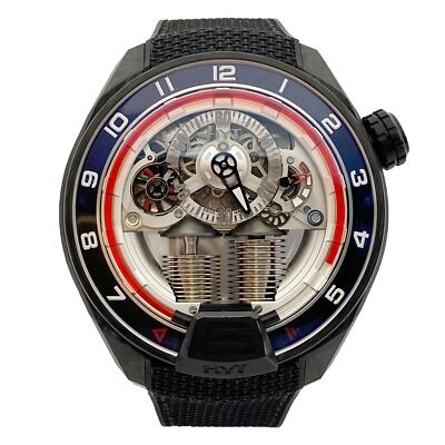HYT H4 Gotham Carbon Skeleton Silber Zifferblatt Handaufzug Uhr H00307