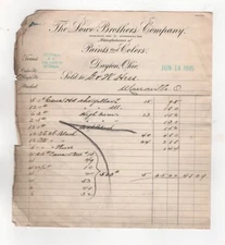 1895 LOWE BROTHERS COMPANY BILLHEAD PAINTS COLORS DAYTON OH