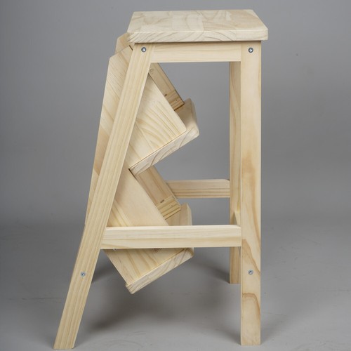 3-Step Folding Wooden Step Stool Portable Kids Adults Stool Ladder Home Stool - Picture 6 of 14