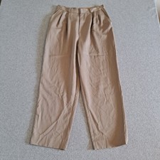 Vintage Classiques Entier Wool Pant Women 12 Petites Tan Pleat Trouser Academia