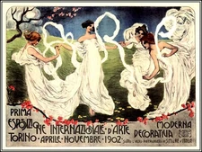 Turin Italy 1902 International Art Exhibition Vintage Poster Print Retro Art 