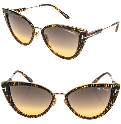 TOM FORD ANJELICA 02 TF0868 52B Gold Brown Animal Print Sunglasses Authentic 868