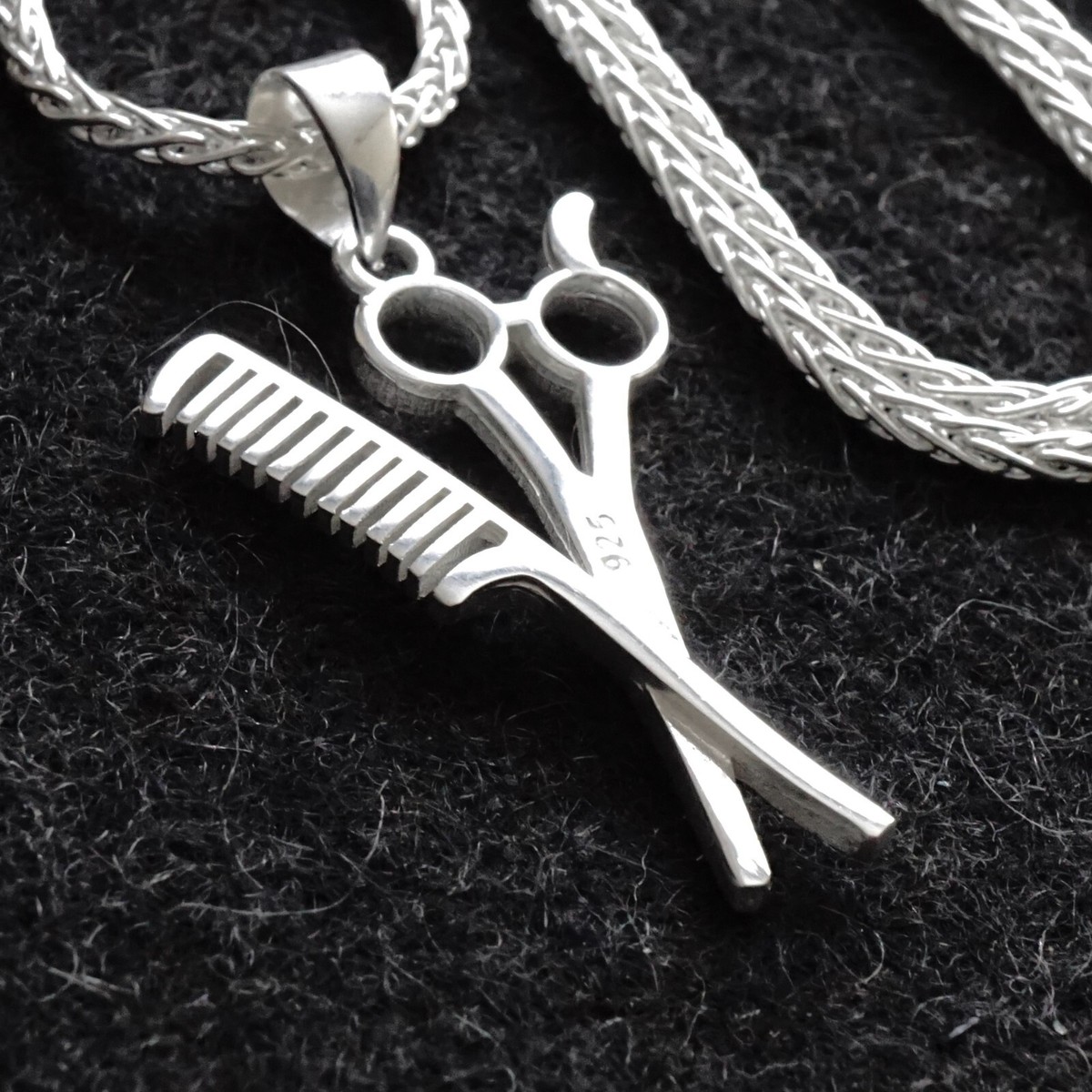 925 Sterling Silver Barber Pendant Foxtail Chain 21in Necklace