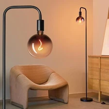 Minimalist industrial standing lamp with modern LED bulbs