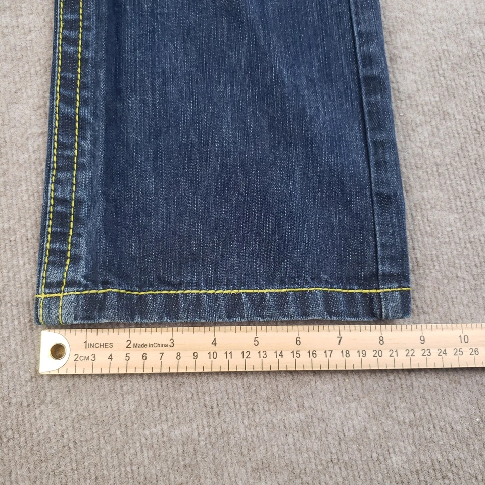 Pantalones de mezclilla Miskeen Jeans para hombre 29x31 azul amarillo bordado bolsillo patinador grunge Foto 4 de 4