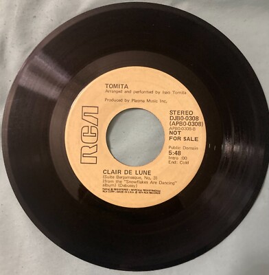 Claire De Lune/Golliwog's Cakewalk By Tomita 45RPM 7'' Record Radio DJ/Demo Copy