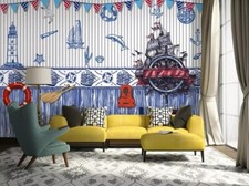3D Sailing Dolphin G8348 Wallpaper Wall Mural...