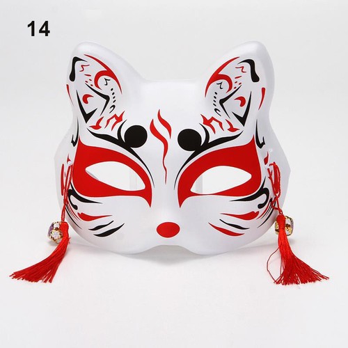 Masquerade Anime Fox Cat Half Face Mask Kabuki Kitsune Costume Cosplay Mask Prop - Picture 26 of 39