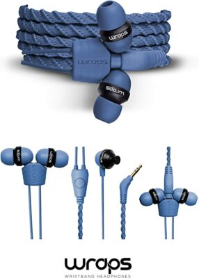 WRAPS Talk Wristband Bracelet In-Ear Headphones (with Mic) - Denim